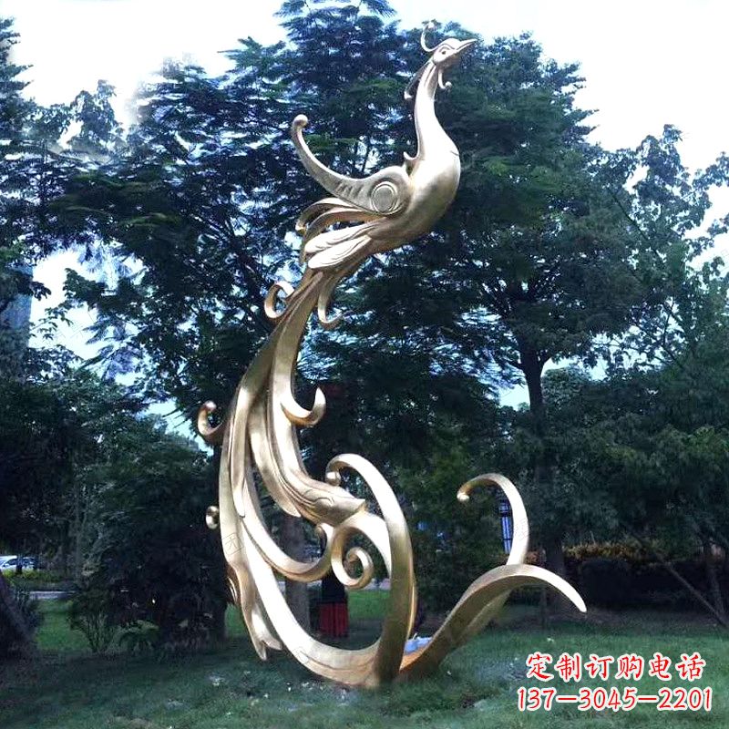 威海镜面不锈钢凤凰雕塑