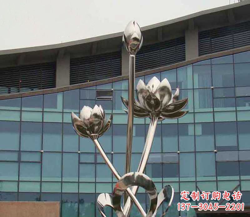 威海优质镜面不锈钢荷花塑像