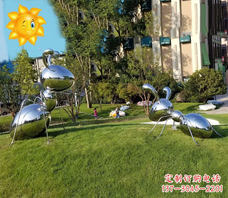 威海优质镜面不锈钢蚂蚁雕塑