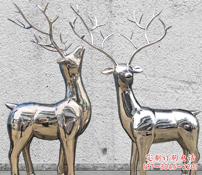 威海镜面不锈钢小鹿雕塑