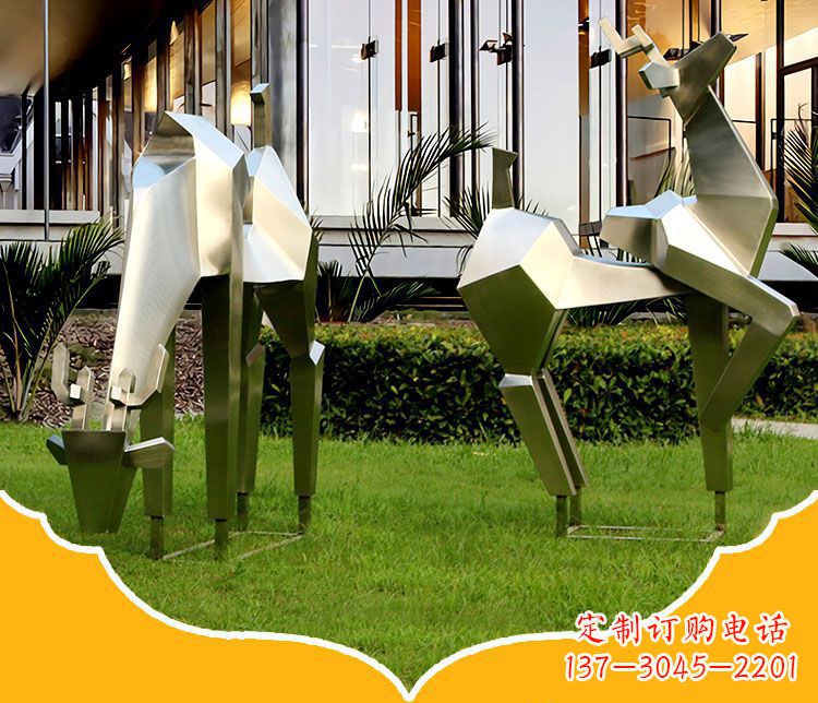 威海镜面福鹿不锈钢雕塑