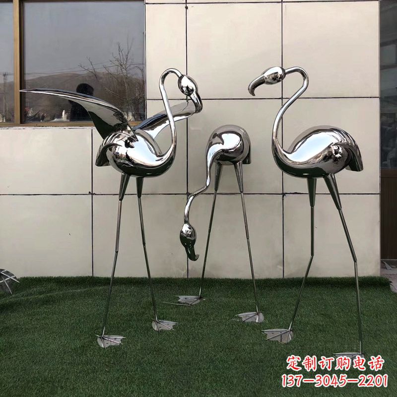 威海魅力传递,不锈钢仙鹤雕塑