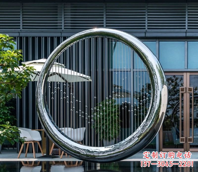 威海精美的镜面不锈钢圆环雕塑