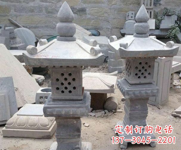 威海酒店景观镂空石灯石雕