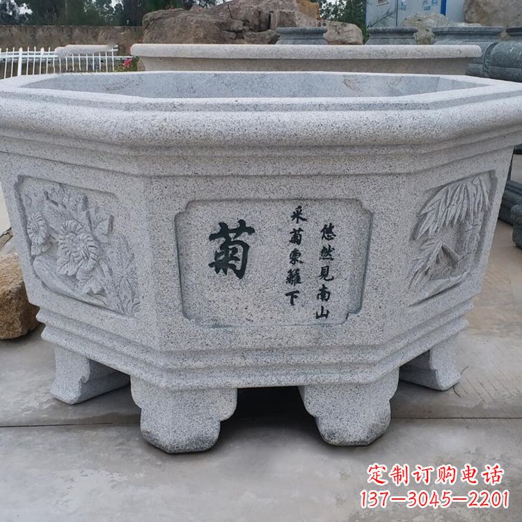 威海精美砂岩花盆雕塑,点缀精致家居
