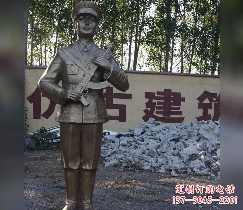 威海精美纪念,战士铜雕——中领雕塑