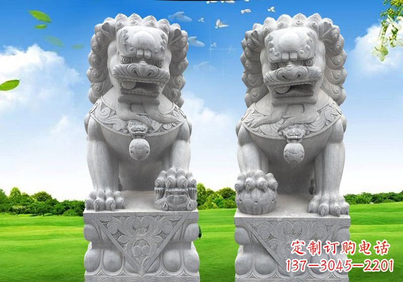 威海风采傲人的狮子石雕