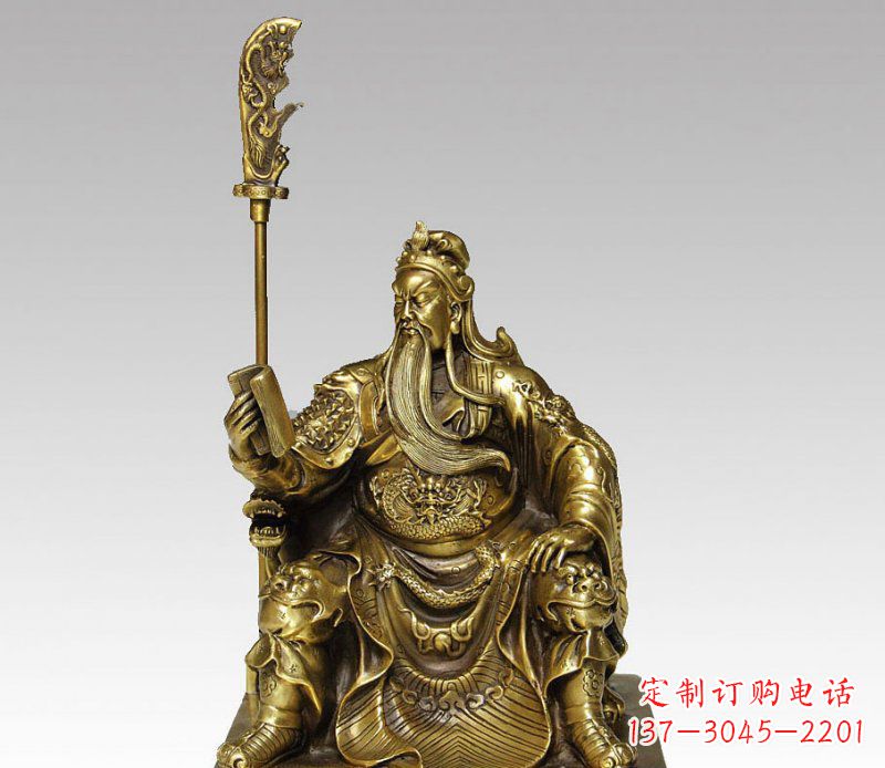 威海中领雕塑:精美关公铜雕艺术品