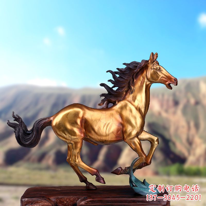 威海烤漆铜动物雕塑,精美马雕