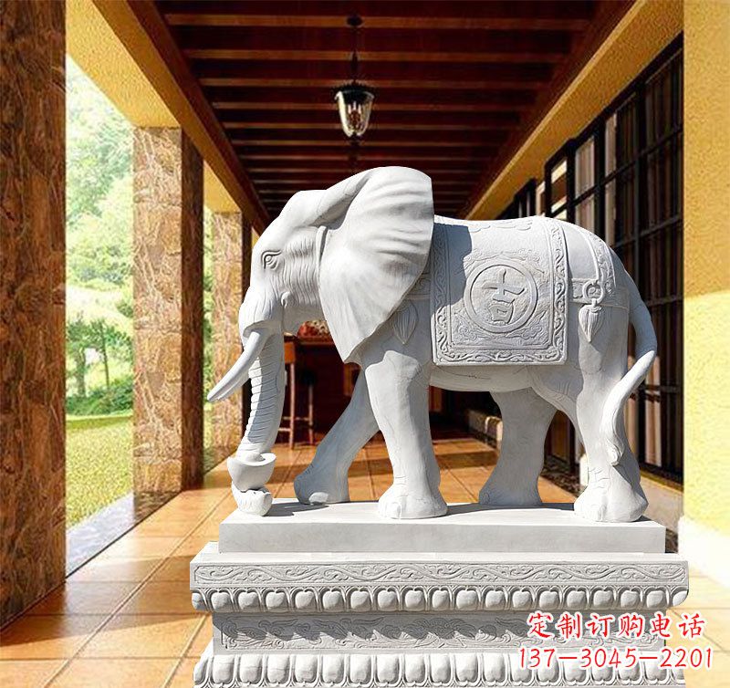 威海领雕塑:打造经典石雕大象