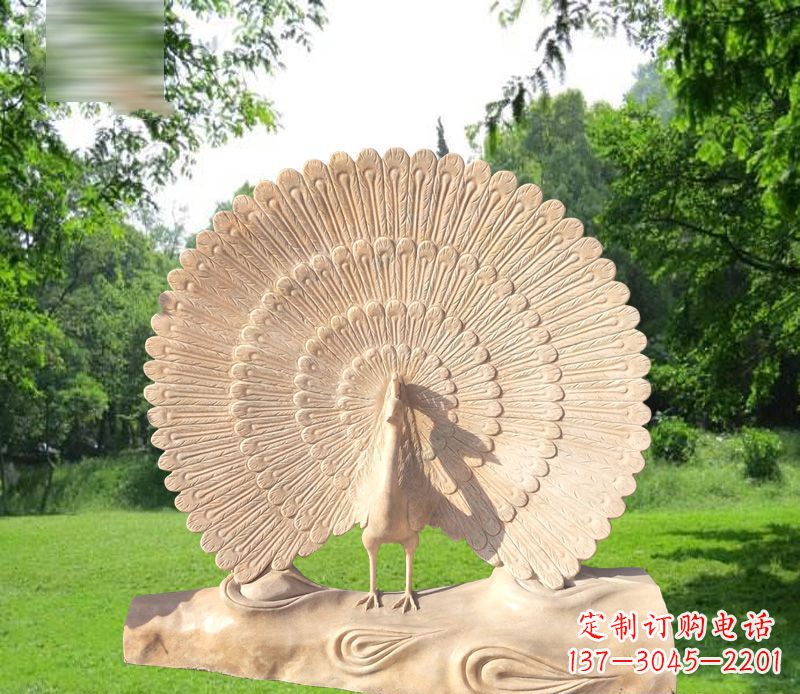 威海欣赏孔雀美感的石雕公园雕塑