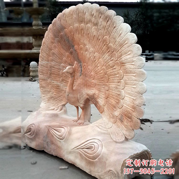 威海艺术精美的孔雀石红雕塑