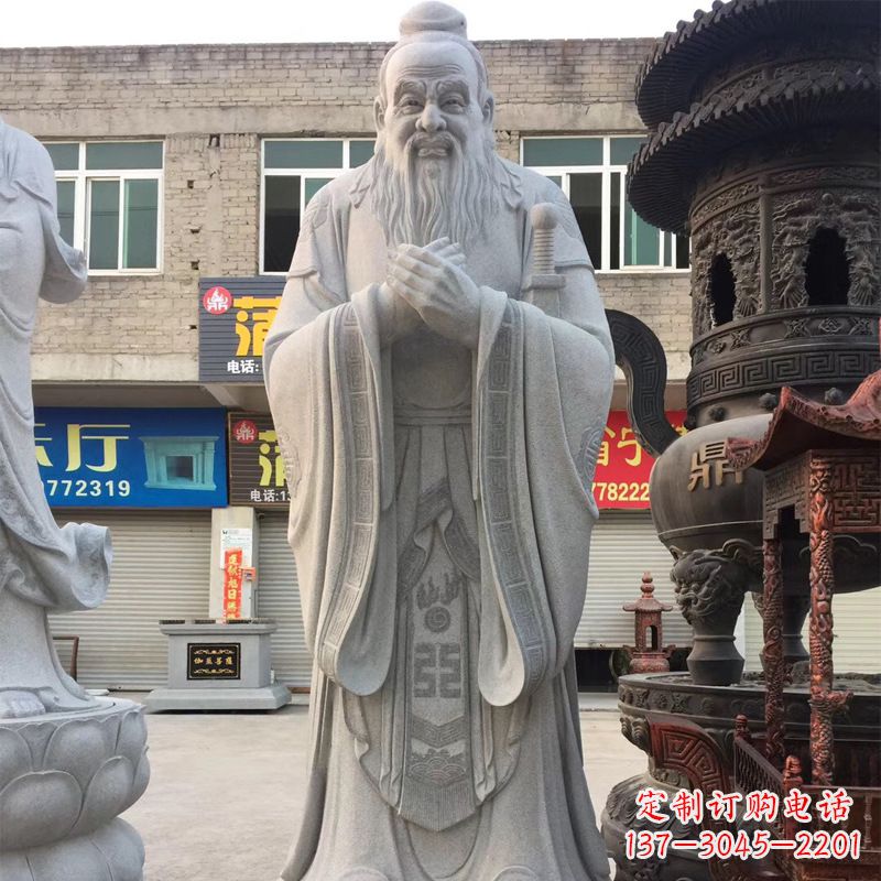 威海孔子石雕头像