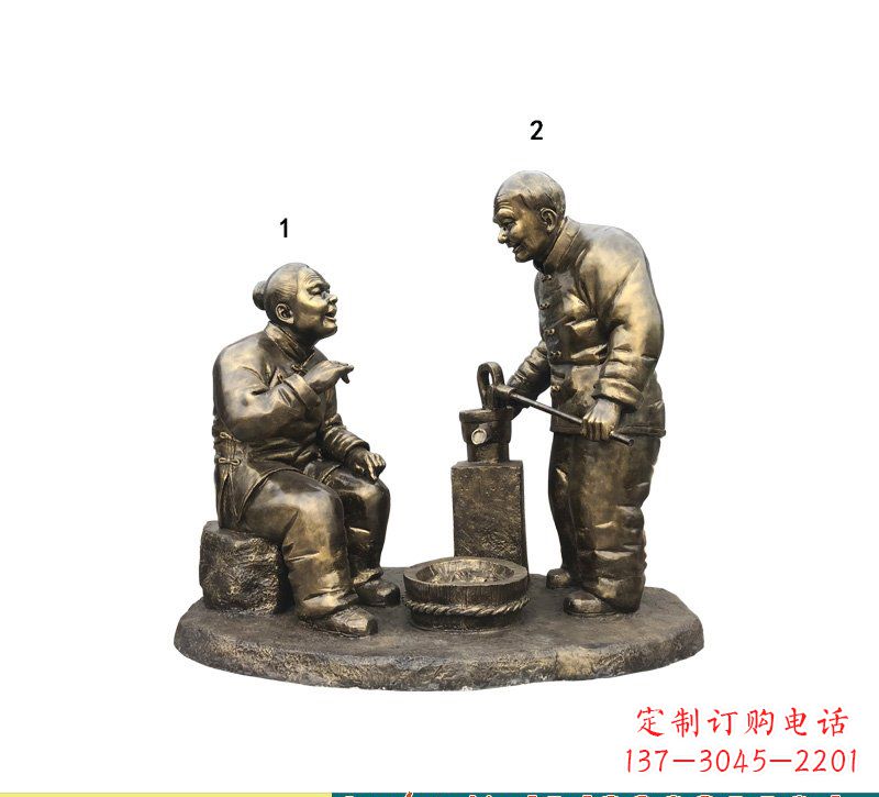 威海老人铜雕