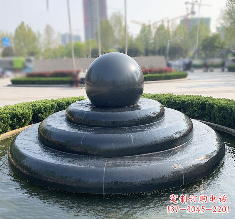 威海临沂石雕风水球喷泉,雕塑定制专属于您