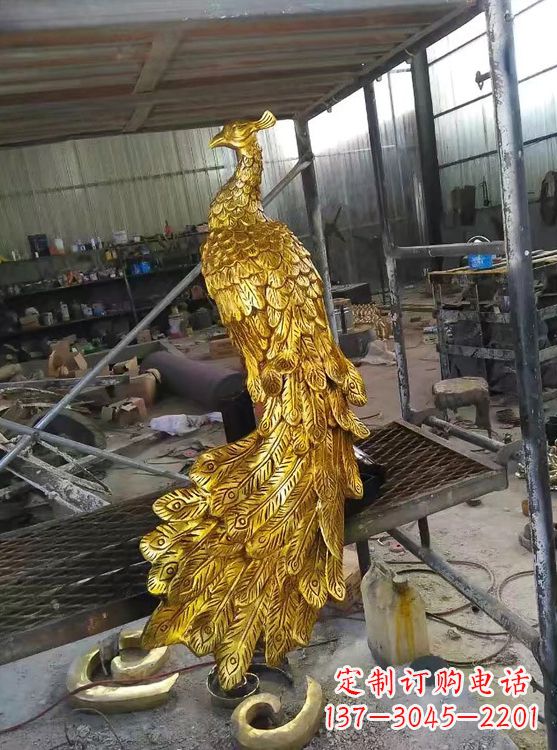 威海鎏金凤凰,城市园林铸铜景观动物雕塑