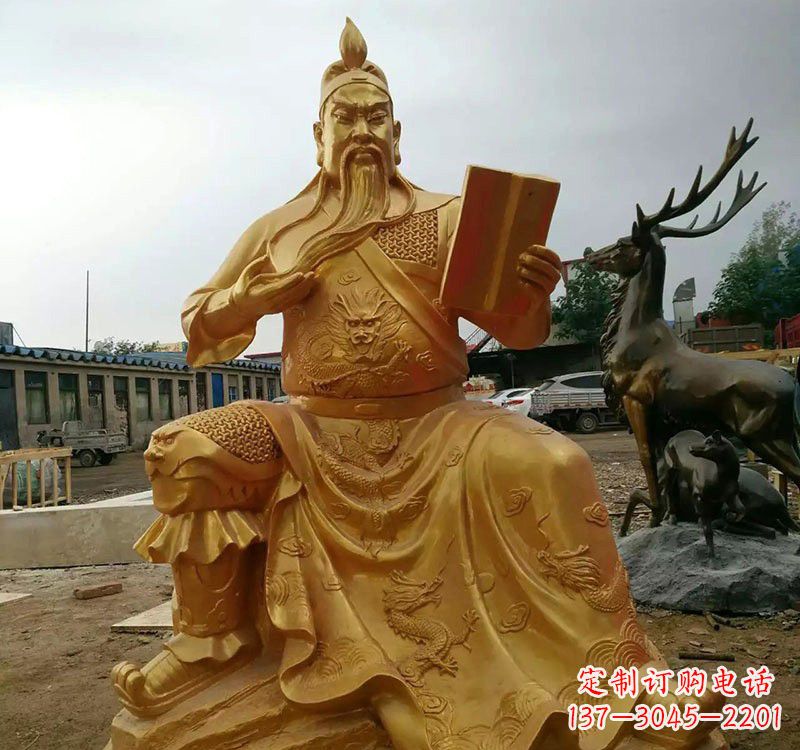 威海鎏金关公铜雕塑,历久弥新
