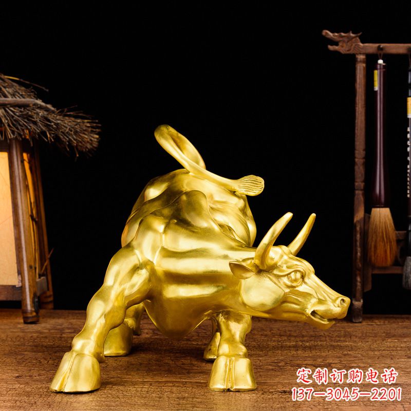 威海鎏金华尔街铜牛生肖动物雕塑