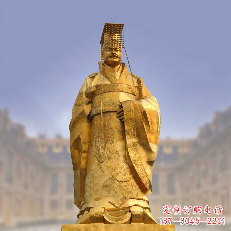 威海鎏金秦始皇铜雕像