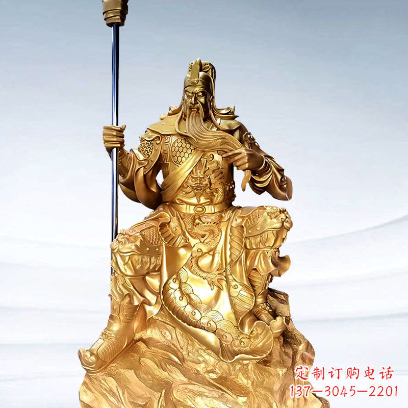 威海全新鎏金五虎上将关羽铜雕，精致细腻！