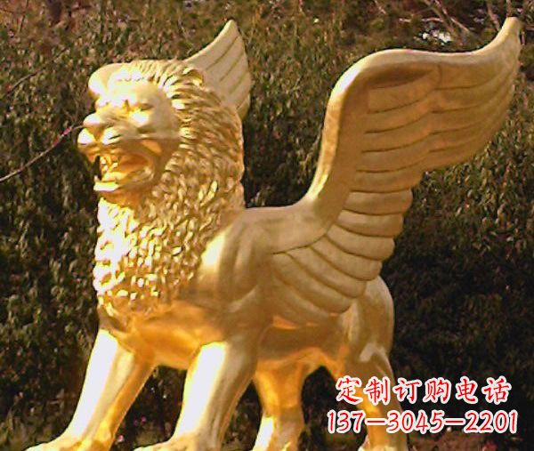 威海鎏金西洋狮子飞狮铜雕