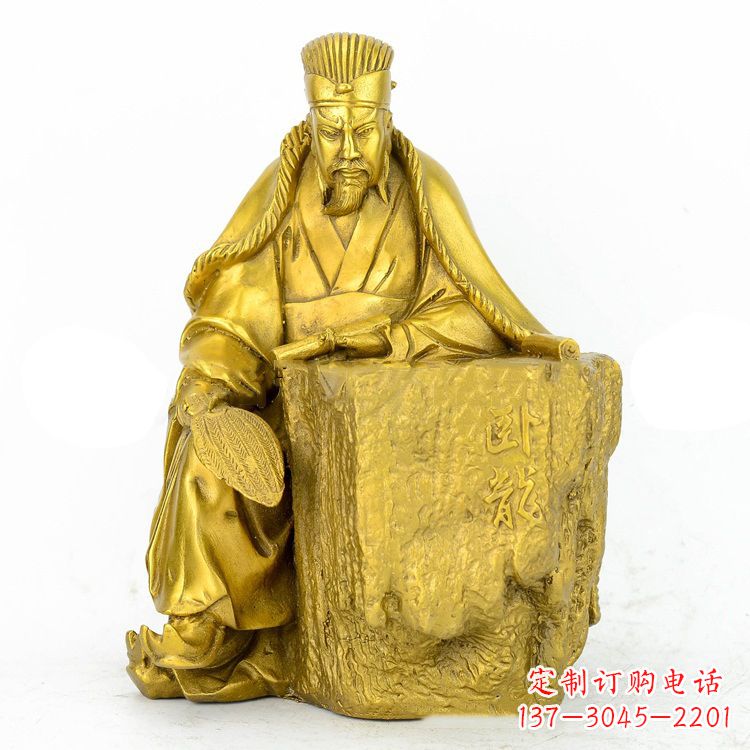 威海精致细腻的诸葛亮鎏金雕塑