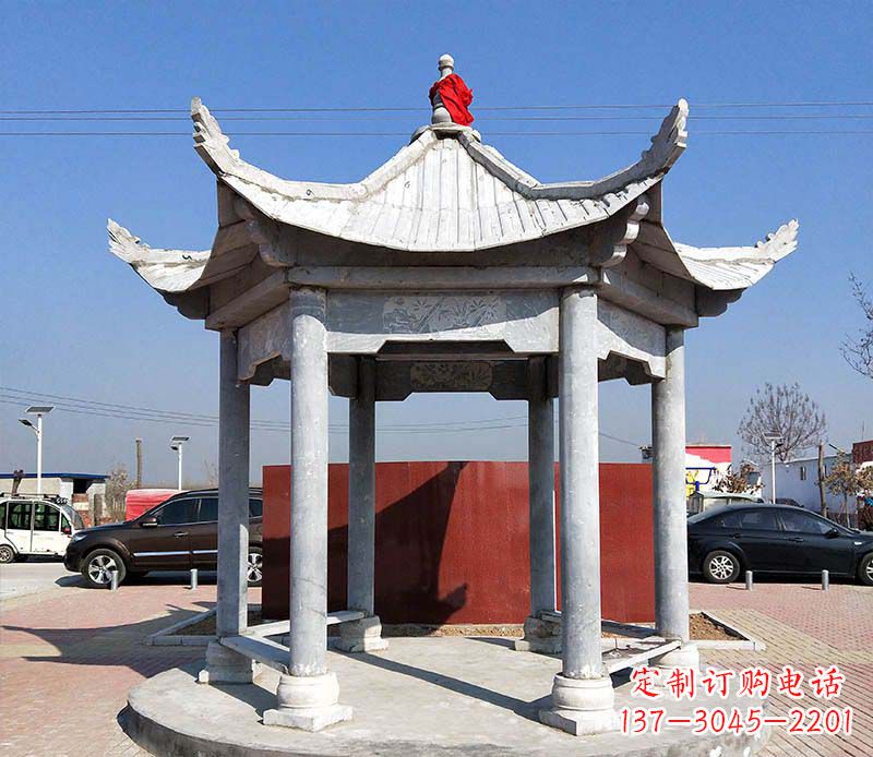 威海六角仿古凉亭雕塑,古朴迷人
