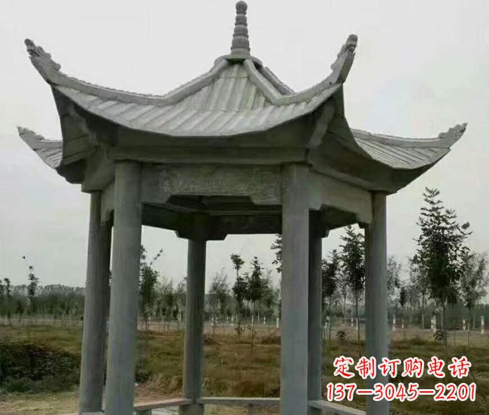 威海精美六角石凉亭雕塑