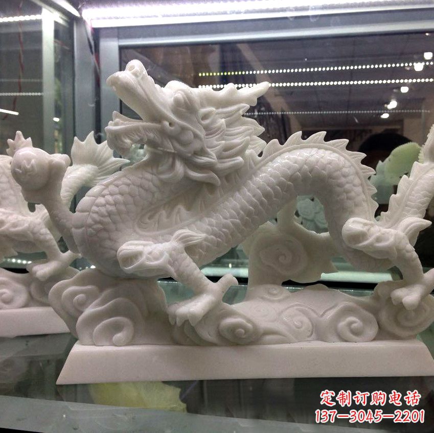 威海龙雕塑汉白玉动物景观雕塑