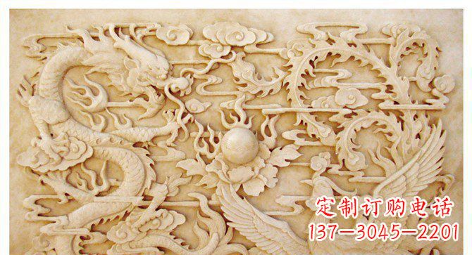 威海精美龙凤戏珠公园景观石浮雕