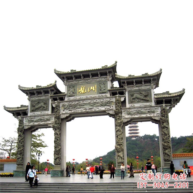 威海龙山景区大型石头雕塑牌楼,定制之选