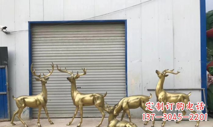 威海高贵典雅的鹿群铜雕