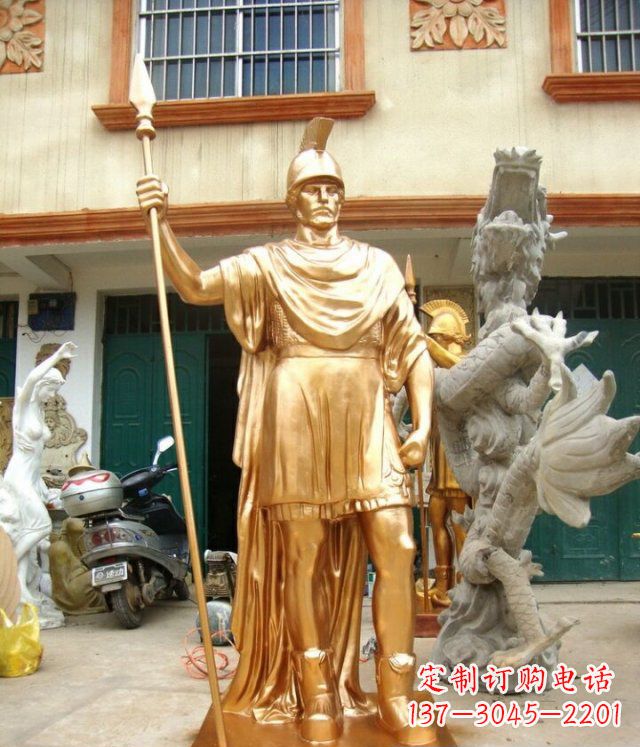 威海罗马勇士玻璃钢仿铜马雕塑