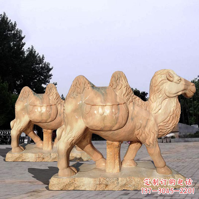 威海骆驼雕塑晚霞红石雕动物