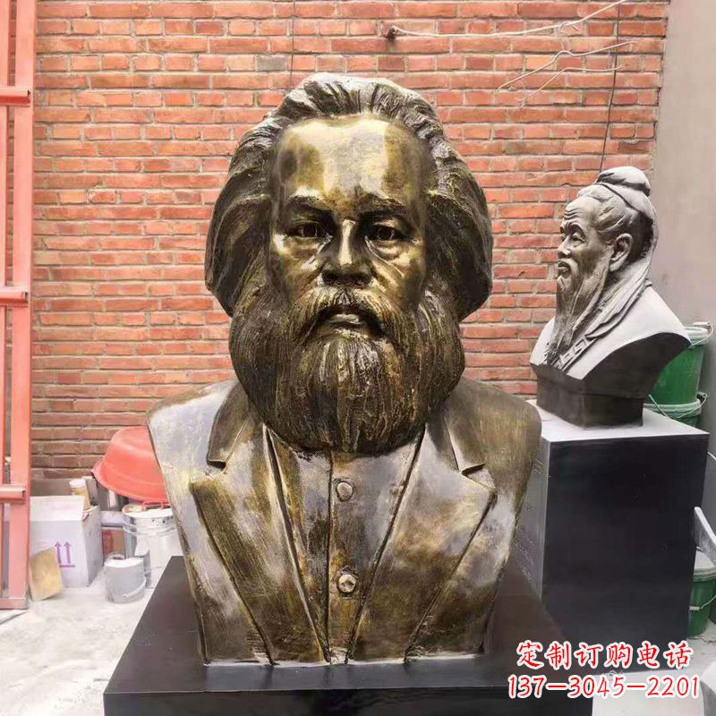威海马克思玻璃钢头像校园名人雕塑