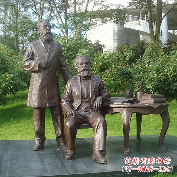 威海恩格斯铜雕塑,现代城市情景细节体现