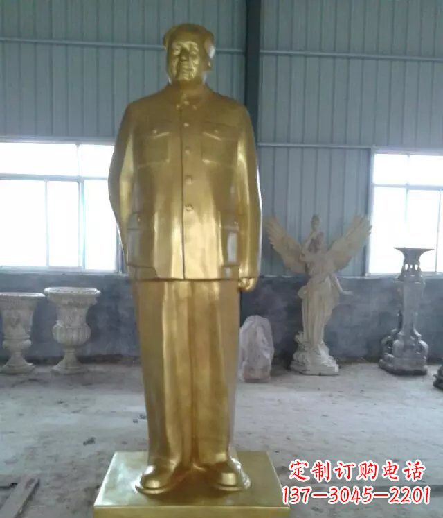 威海优雅的毛主席玻璃钢仿铜人物雕塑