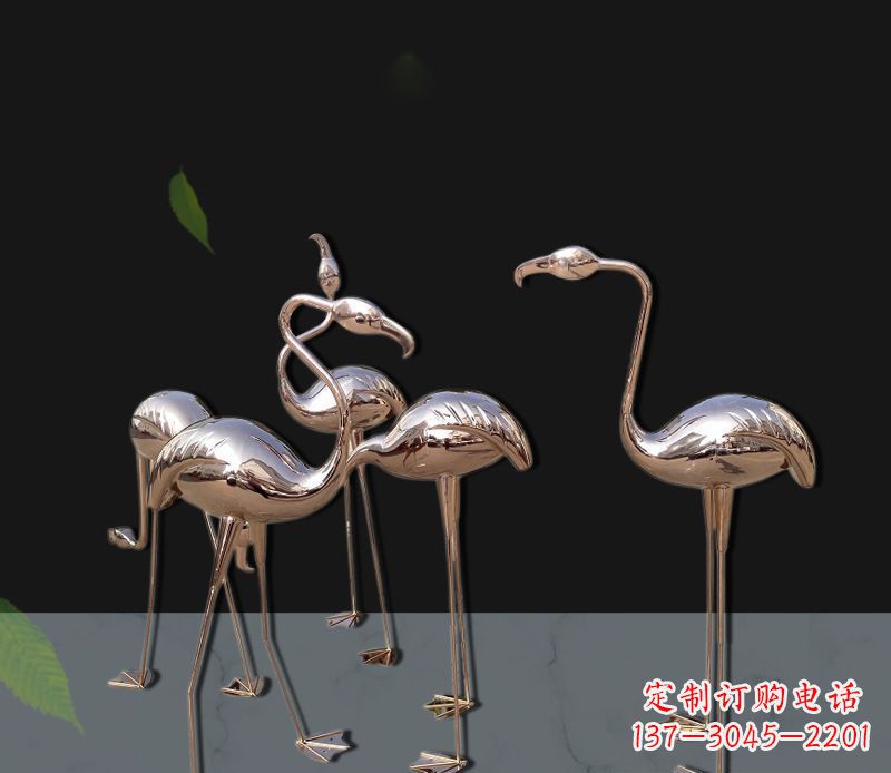 威海玫瑰金不锈钢火烈鸟雕塑,艺术品的魅力