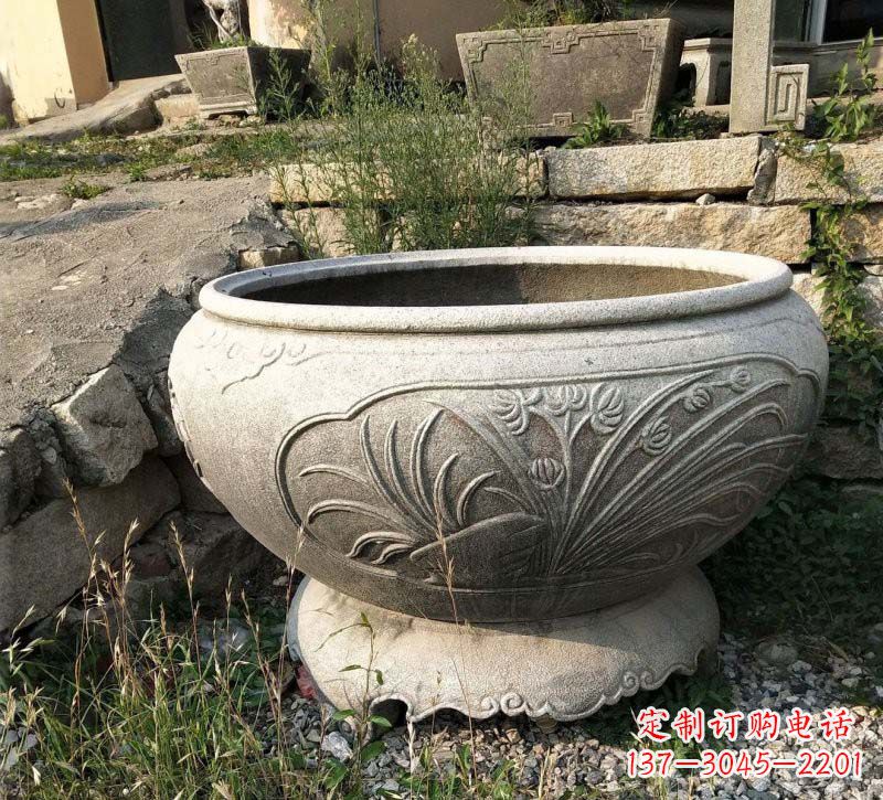 威海梅兰竹菊浮雕石水缸