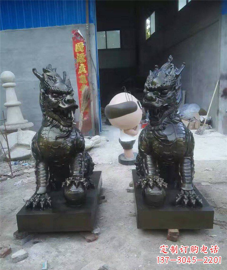 威海中领雕塑——神兽铜雕麒麟护持您的门口