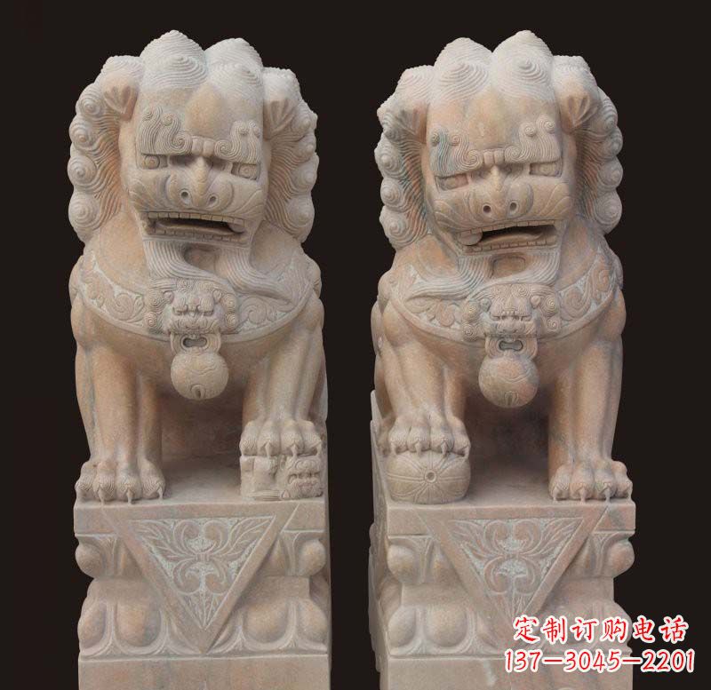 威海门口传统石狮子雕塑