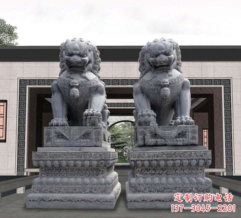 威海青石传统狮子石雕,引领传统艺术气息