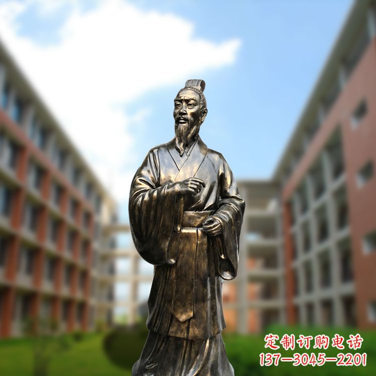 威海精美艺术,历久弥新的孟子玻璃钢仿铜雕像