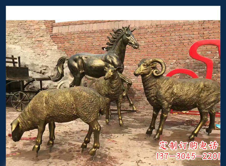 威海中领雕塑|绵羊公园动物铜雕,让自然之美永存