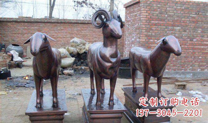 威海绵羊铸铜雕塑,仿铜动物雕塑
