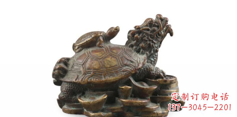 威海雕塑非凡,铜雕龙龟母子精美