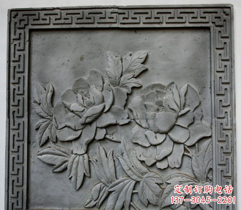 威海牡丹青石浮雕雕塑-精美的永久装饰