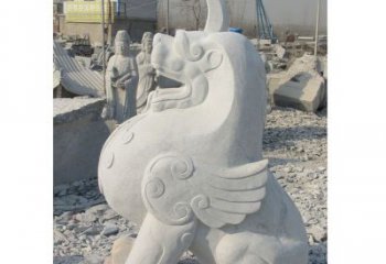 威海汉白玉独角兽石雕，精美细腻，魅力无穷