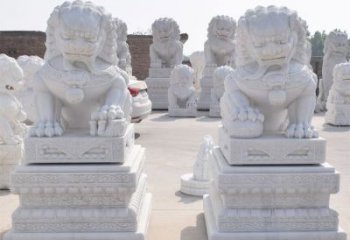 威海汉白玉看门狮子雕塑