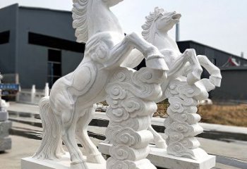 威海精美马踏祥云石雕，栩栩如生